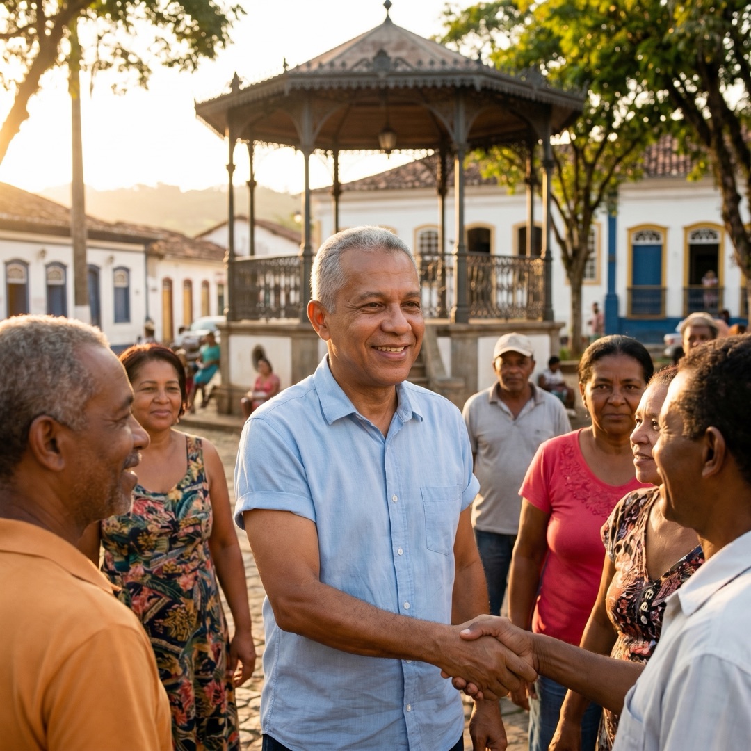 Praça do interior ao entardecer